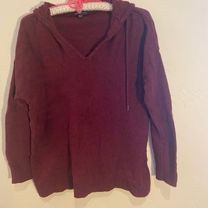 American Eagle Maroon Hooded Aztec Texture Sweater